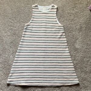 Loft Pink & Black Textured Terry Boucle Tweed Striped Sleeveless Dress XS